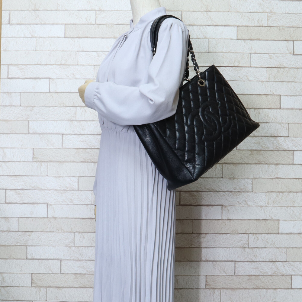 Chanel Bag Black Matelasse GST Caviar Tote